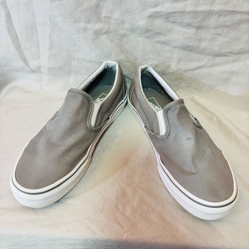 Vans Classic Slip-On Gray Canvas Skate Shoes Sneakers Men Size 7